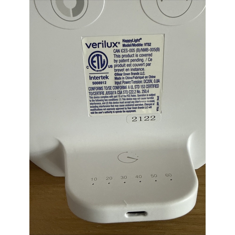 HappyLight Alba Round UV-Free LED Therapy Lamp 10,000 Lux White - Verilux - Picture 5 of 5